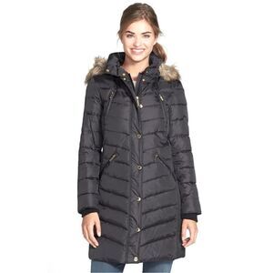 Michael Kors Long Puffer Faux Fur Hooded Jacket L